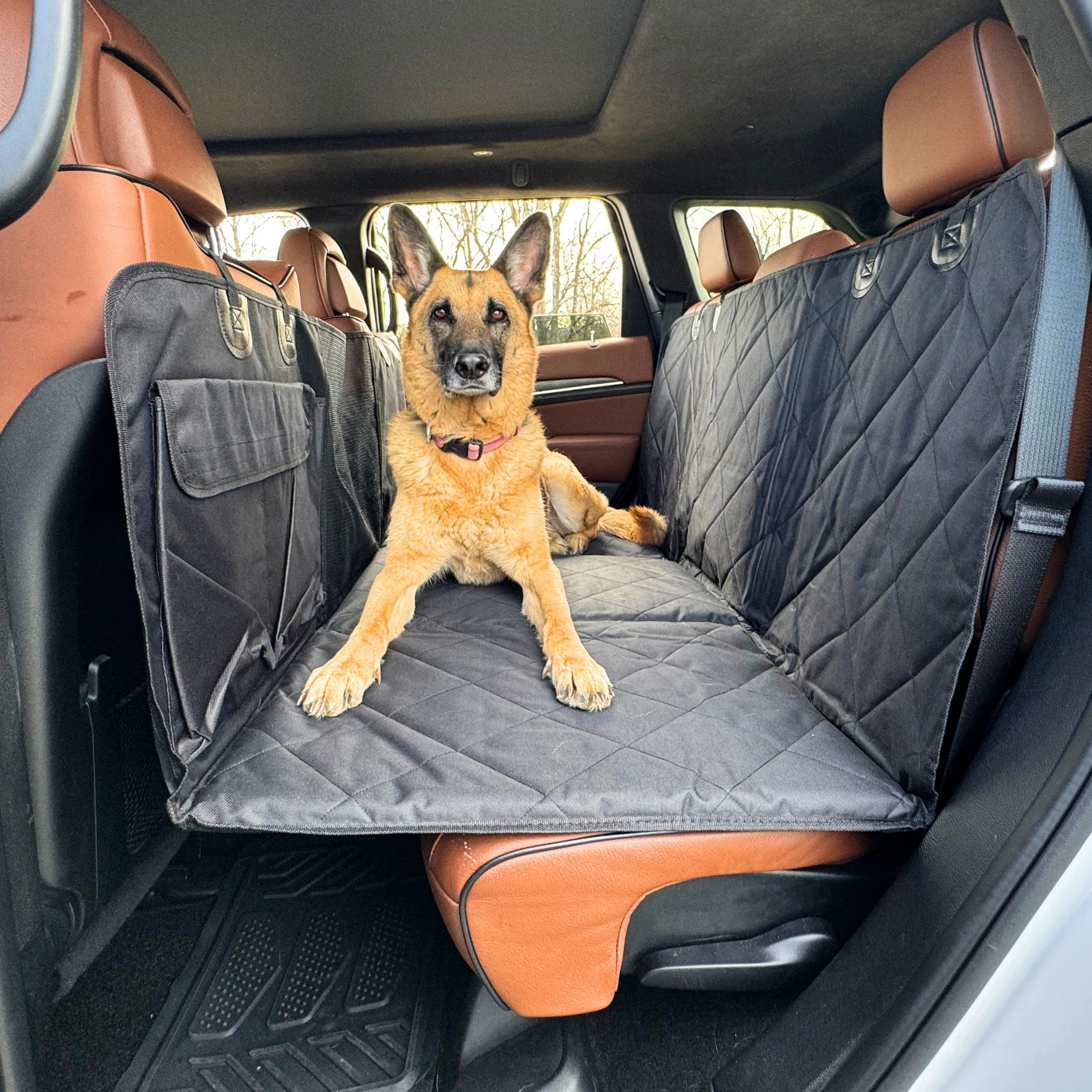 Backseat Extender for Dogs - Grey  - with Door Covers